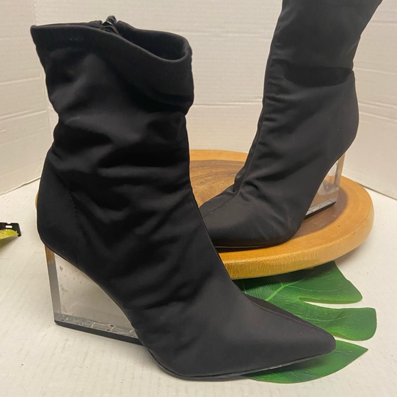 Jeffrey Campbell SIREN clear Acrylic Heeled Sock Booties - Picture 2 of 11